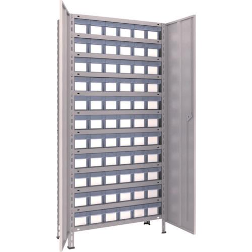 (送料別途)(直送品)TRUSCO スチールラック 軽量棚扉付 875X300X1800樹脂引出透明小X66 ネオグレー 63V-T812C11:NG
