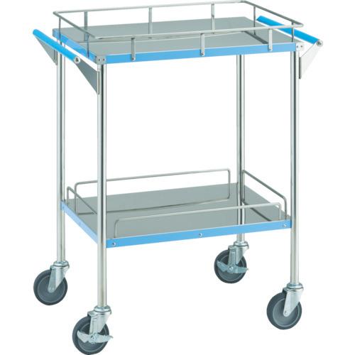 (送料別途)(直送品)TRUSCO ステンレス台車 抗菌SUSカラーラインワゴン 引出無し 750X450 ブルー KSCLW-2B-B