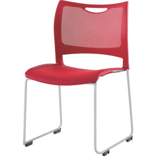 (運賃見積り)(直送品)アイリスチトセ ミーティングチェア 背・座メッシュ樹脂タイプ レッド MC-MKT01-R