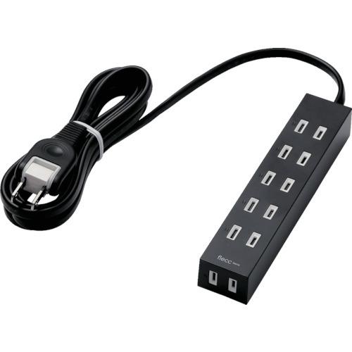 エレコム シャッタータップ flecc barra 6個口 2.0m ブラック T-NFL01-2620BK | 