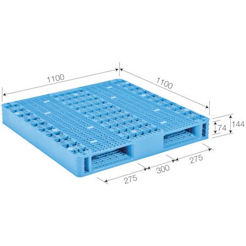 (運賃見積り)(直送品)サンコー プラスチックパレット 812551 ライトブルー SK-R2-1111-4-BLL | 