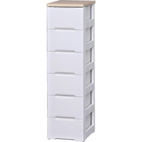 (送料別途)(直送品)IRIS 250128 ウッドトップチェスト 6段 ホワイト/ペアー HG-326-WH | IRIS OHYAMA