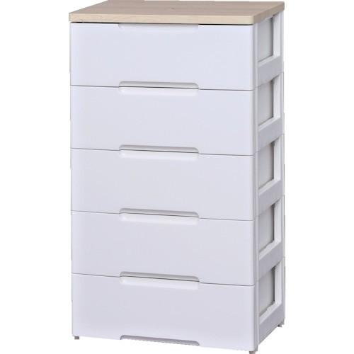 (送料別途)(直送品)IRIS 250131 ウッドトップチェスト 5段 ホワイト/ペアー HG-555-WH | IRIS OHYAMA