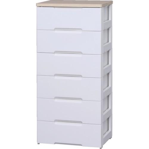 (送料別途)(直送品)IRIS 250132 ウッドトップチェスト 6段 ホワイト/ペアー HG-556-WH | IRIS OHYAMA