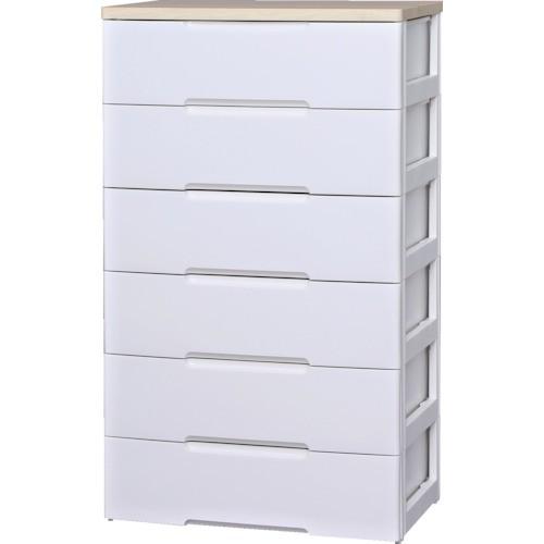 (送料別途)(直送品)IRIS 250140 ウッドトップチェスト 6段 ホワイト/ペアー HG-806-WH | IRIS OHYAMA