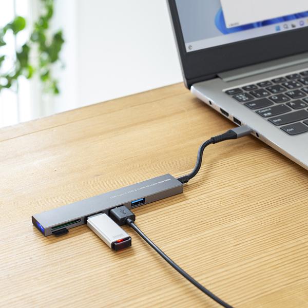 サンワサプライ SANWA USB 5Gbps 3ポート スリム ハブ (カードリーダー付き・Type-C接続) USB-3TCHC20MS | SANWA SUPPLY | 03
