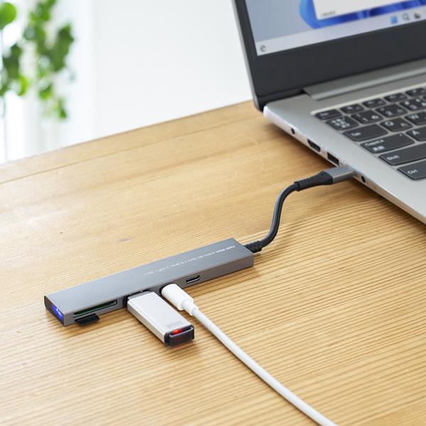 サンワサプライ SANWA USB 5Gbps 3ポート スリム ハブ (カードリーダー付き・Type-C接続) USB-3TCHC22MS | SANWA SUPPLY | 03