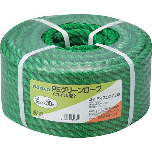 TRUSCO(トラスコ) PEグリーンロープ 緑 12mm×30m 3つ打タイプ R-1230PEG | 