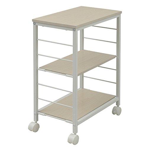 山善 キッチンワゴン 幅30×奥行50×高さ70cm 3段 棚板高さ調節可能 取っ手 ストッパー付きキャスター 手入れしやすい天板 組立品 ナチ | 
