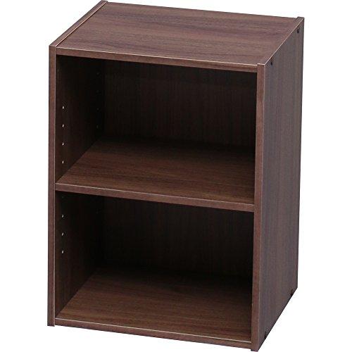 アイリスオーヤマ カラーボックス 収納ボックス 本棚 2段 可動棚 幅36.6×奥行29×高さ49.4cm ウォールナットブラウン モジュールボ | 