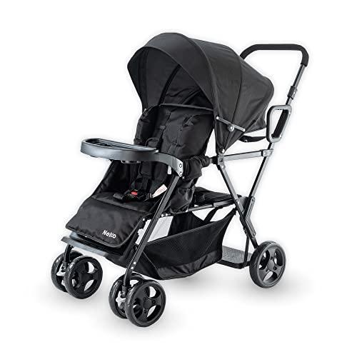 【2人乗りサイズでもコンパクト！】二人乗り 2人乗り ベビーカー 軽量 折りたたみ ドリンクホルダー 大型幌 小回り 2歳半 3歳 4歳 双子 | 