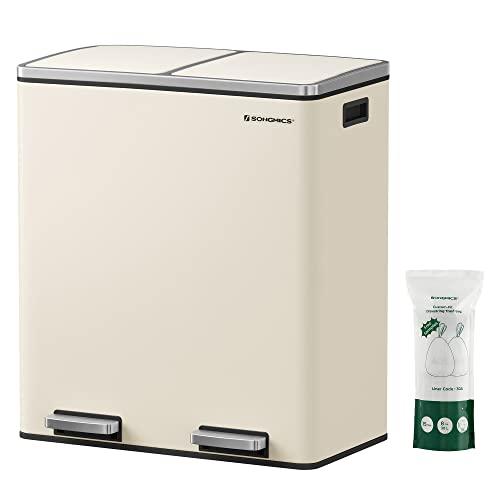 SONGMICS ゴミ箱 分別 2連 ふた付き 2x30L SONGMICS ゴミ箱 分別 2連 ふた付き 2x30L大容量 ペダル式 ポリ袋