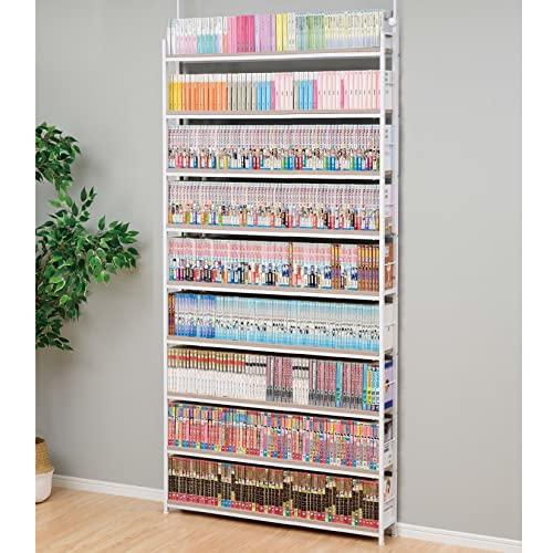 山善] 本棚 (突っ張り) 大容量 スリム 全体耐荷重180kg 幅101×奥行15.5