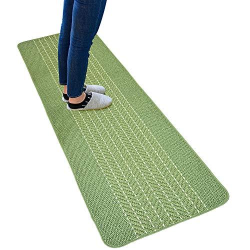 オカ(OKA) 優踏生 洗いやすいキッチンマットヘリンボン 約60cm×180cm グリーン (すべらない 日本製 北欧) | 