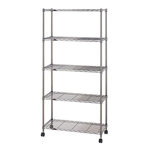 ドウシシャ ルミナス ブラック 幅75 5段 スチールラック 収納棚 艶のある黒色 幅74.5×奥行34.5×高さ155cm 全体耐荷重400k | 