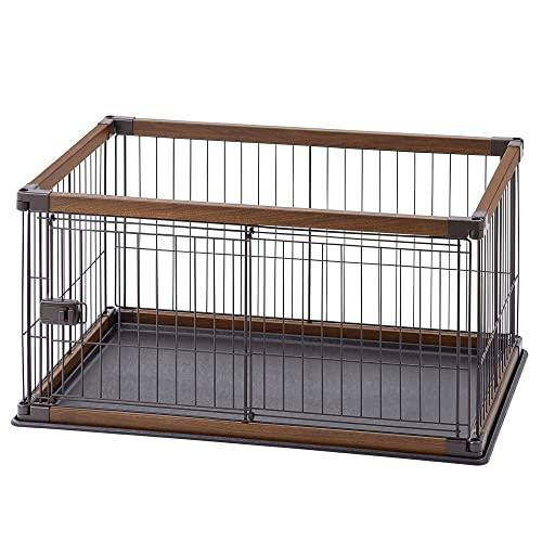 アイリスオーヤマ 犬 サークル ウッディサークル ロータイプ ウォールナット 小型犬用 幅97.5×奥行66.5×高さ55.5cm PWSR-9 | 