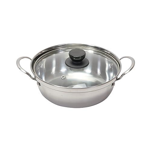 パール金属 鍋 卓上鍋 22cm ガラス蓋付 ステンレス製 IH対応 寄せ鍋 キムチ鍋 和楽庵 HC-43 | 