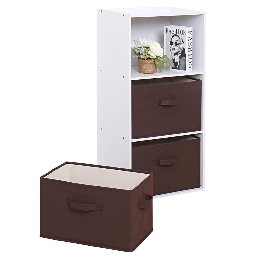 アストロ 収納ボックス 3個セット 不織布製 カラーボックスにぴったり ブラウン×ベージュ 容量20L 衣類収納 おもちゃ収納 リビング収納 小 | 