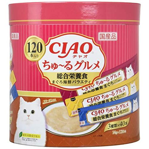 チャオ (CIAO) 猫用おやつ ちゅ~る グルメ 総合栄養食 まぐろ 海鮮ミックス味 14グラム (x 120) | 