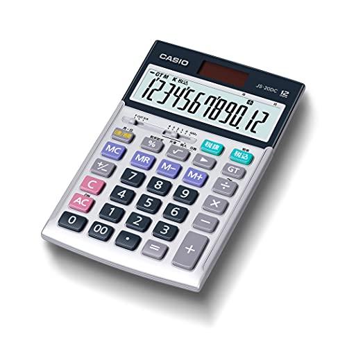 カシオ 本格実務電卓 12桁 日数&時間計算 ジャストタイプ シルバー JS-20DC-N グリーン購入法適合 エコマーク認定 | 