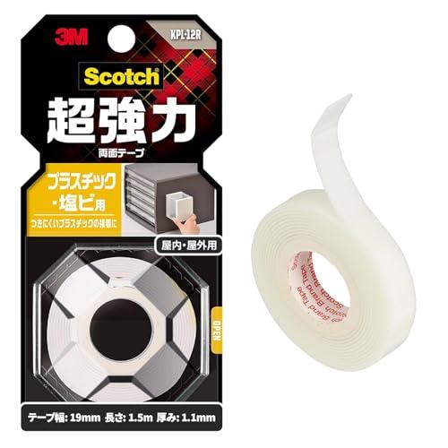 3M 両面テープ 超強力 プラスチック 塩ビ 用 幅12mm 長さ1.5ｍ スコッチ KPL-12R 小巻 | 