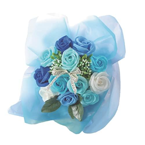 ポピー名古屋 ソープフラワー 造花 花束 ギフト シャボンフラワー SBL-11 ブルー 26cm せっけん素材で作られたお花 ほのかな香り バ | 