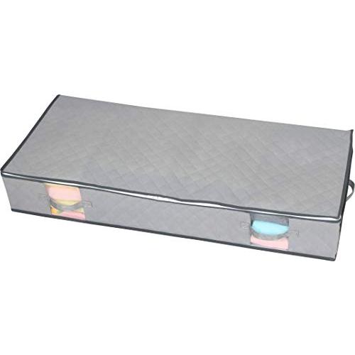 アストロ ベッド下 収納ケース グレー 2個組 不織布 スリム 衣類収納 デッドスペース 薄型 折りたたみ 取っ手付き 611-63 | 