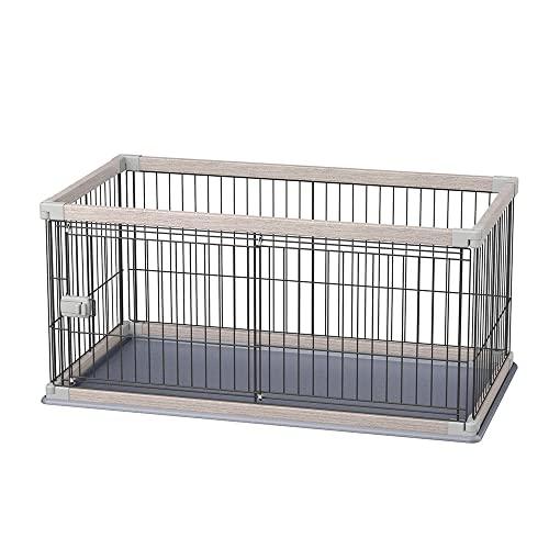 アイリスオーヤマ 犬 サークル ウッディサークル ロータイプ アッシュグレー 中型犬用 幅120×奥行66.5×高さ55.5cm PWSR-12 | 