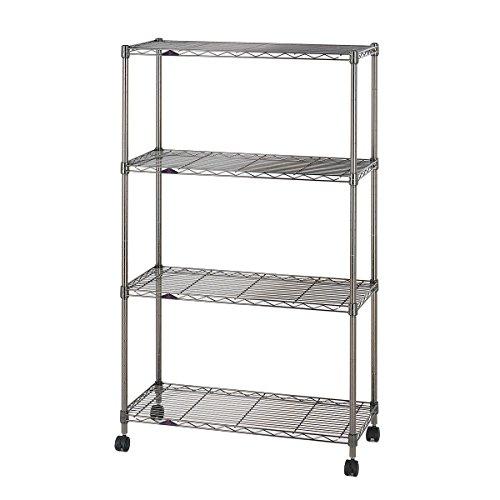 ドウシシャ ルミナス ブラック 幅75 4段 スチールラック 収納棚 艶の