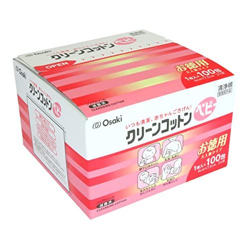 OO Osaki(オオサキ) 単包滅菌済清浄綿 クリーンコットンベビー 100枚入(1枚入×100包) コットン100% 日本製 23033 | 