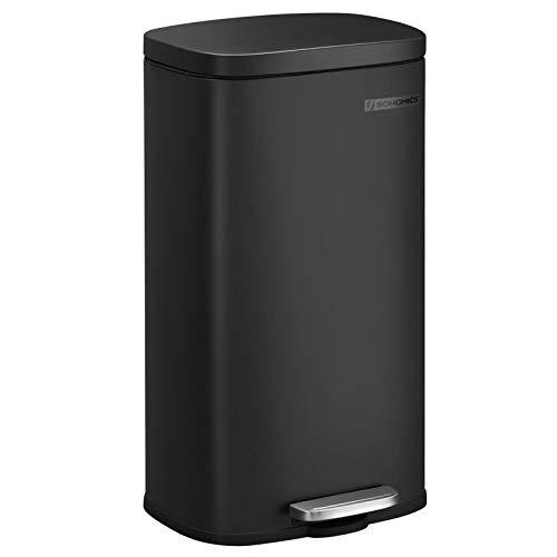 SONGMICS ゴミ箱 ふた付き 30L ペダル式ダストボックス 横型 薄型