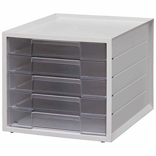 【浅型5段】アイリスオーヤマ レターケース A4 インデックスシール付 引き出し 書類ケース 収納ケース 卓上 浅型 積み重ね可能 プラスチック | 