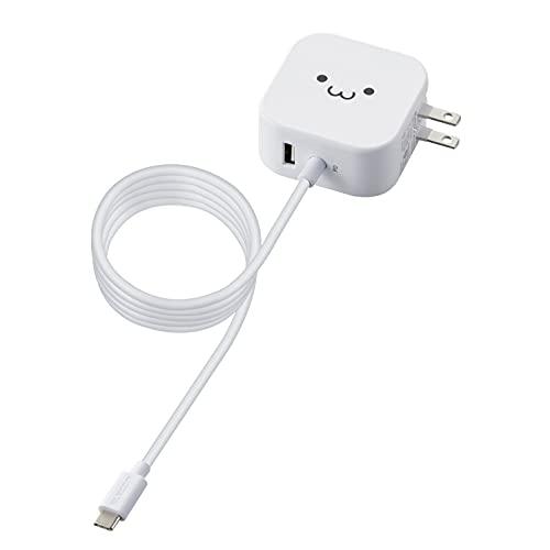 エレコム USB コンセント 充電器 合計32W ( USB PD対応 ) Type-Cケーブル 1.5m 一体型 ホワイトフェイス MPA-A | 
