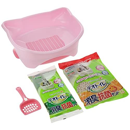 デオトイレ本体セット [約1か月分 猫砂・シート付] 猫用トイレ本体 子猫~5kgの成猫用 ツートンピンク | 
