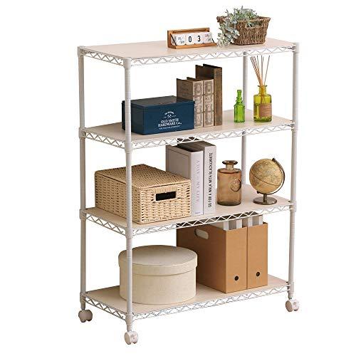 アイリスオーヤマ カラーラック メタルラック 4段 ホワイト ウッド