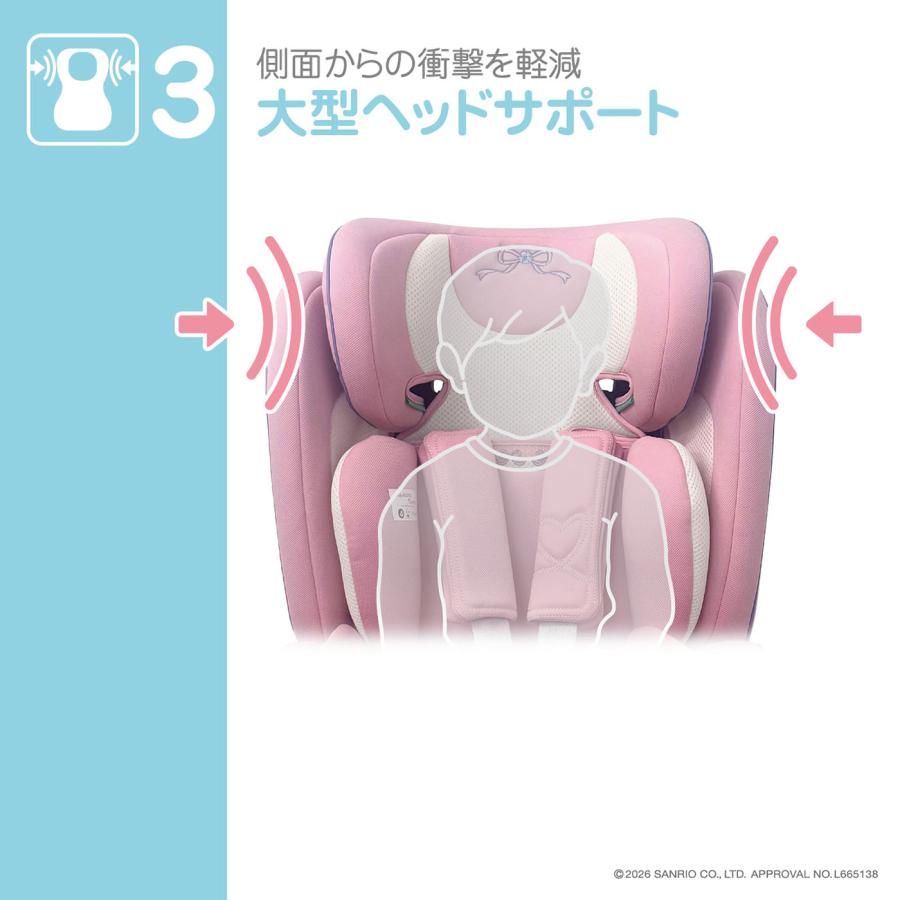 サンリオ ハーネスジュニアネクスト/マイメロディーフラワー 76cm〜150cm チャイルドシート ジュニアシート ロングユース R129 | マイメロディ | 06
