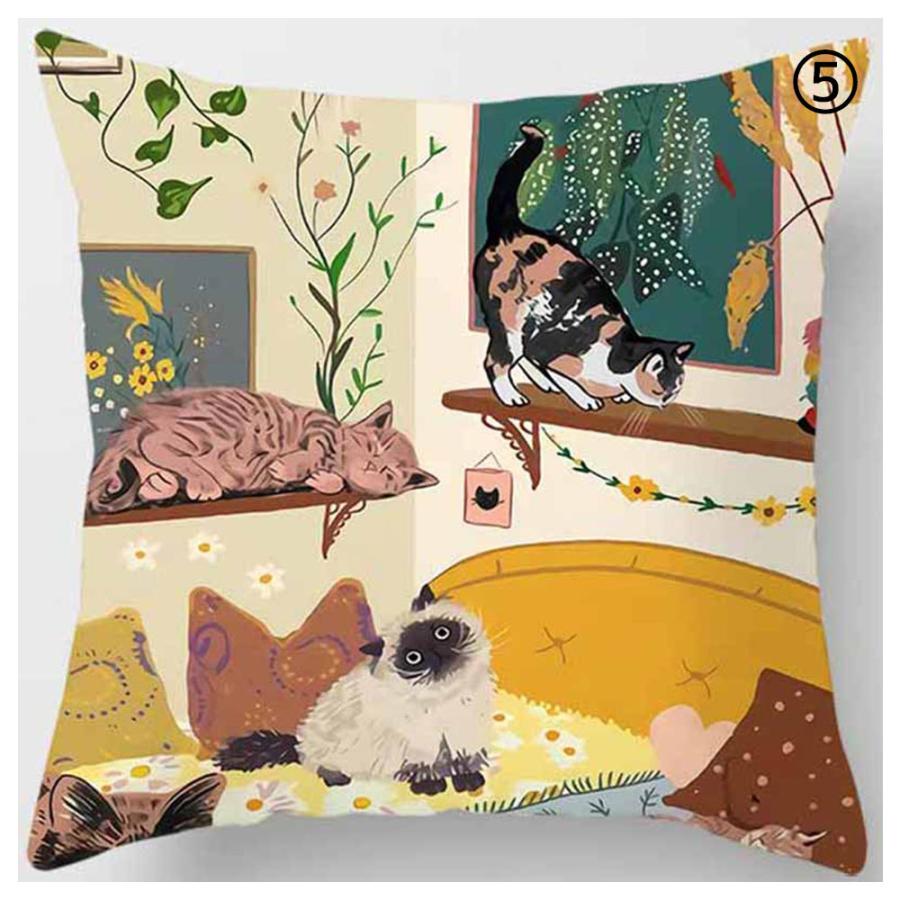 クッションカバー 猫 ネコ 45x45cm おしゃれ かわいい アニマル クッション  ピローケース 雑貨 メール便【 送料無料 】 |  | 07