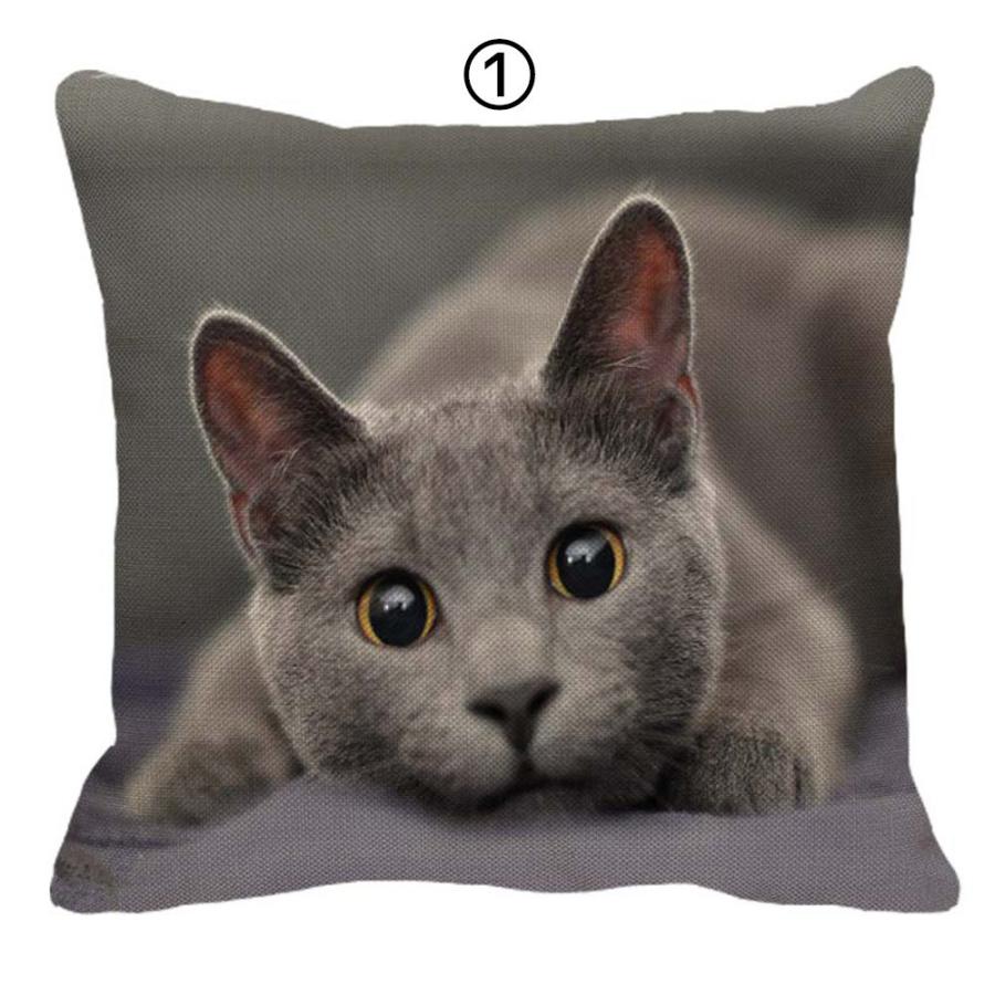 ねこ 猫 ネコ 猫柄 ロシアンブルー クッションカバー 45x45cm おしゃれ かわいい リアル アニマル クッション  ピローケース 雑貨 |  | 02