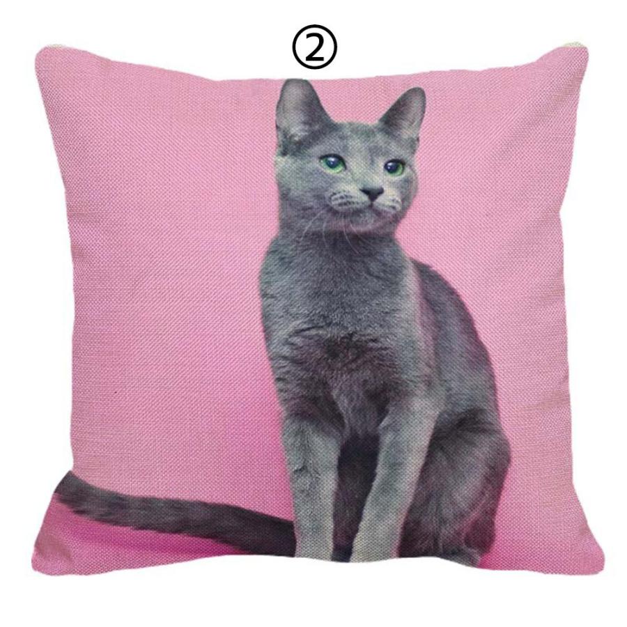ねこ 猫 ネコ 猫柄 ロシアンブルー クッションカバー 45x45cm おしゃれ かわいい リアル アニマル クッション  ピローケース 雑貨 |  | 03