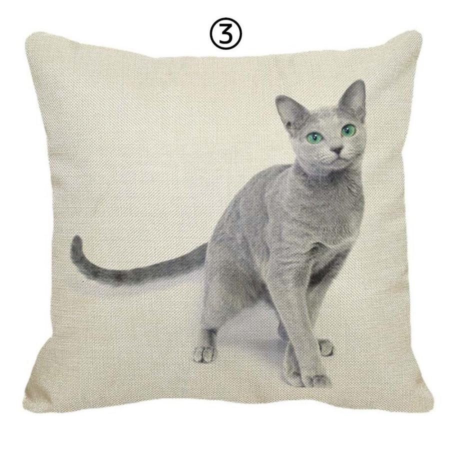 ねこ 猫 ネコ 猫柄 ロシアンブルー クッションカバー 45x45cm おしゃれ かわいい リアル アニマル クッション  ピローケース 雑貨 |  | 04