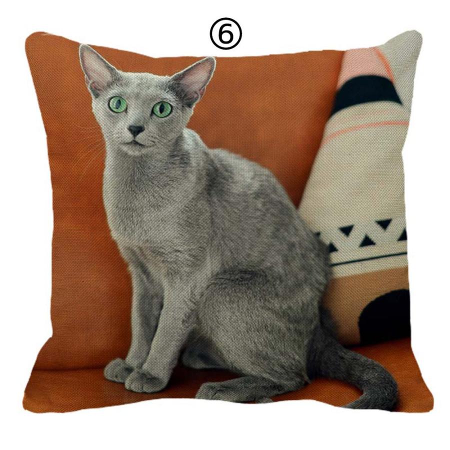ねこ 猫 ネコ 猫柄 ロシアンブルー クッションカバー 45x45cm おしゃれ かわいい リアル アニマル クッション  ピローケース 雑貨 |  | 07