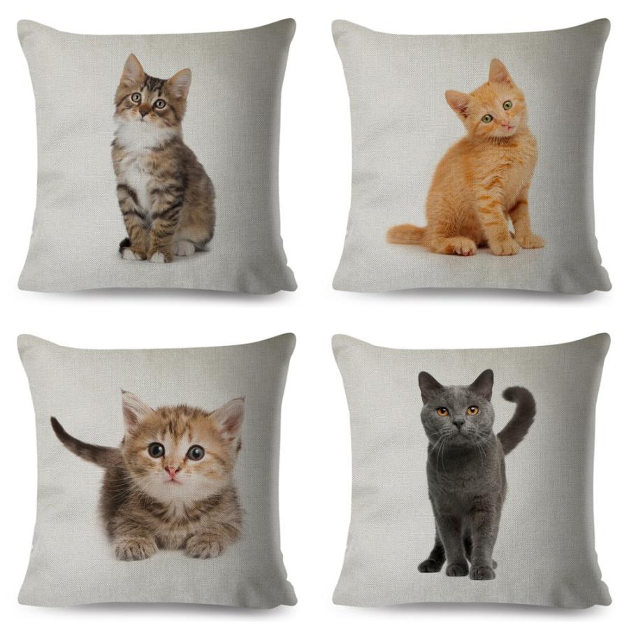 クッションカバー ねこ 子猫 猫 ネコ 45x45cm おしゃれ かわいい アニマル クッション もふもふねこ リアル ピローケース |  | 01