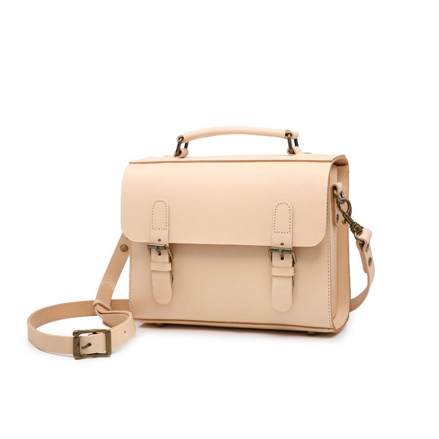 ショルダーバッグ サッチェルバッグ ペールオレンジ レザー ミニショルダー ハンドバッグ レディース メンズ 本革 ヌメ革 斜めがけ 高品質 軽量 |  | 01