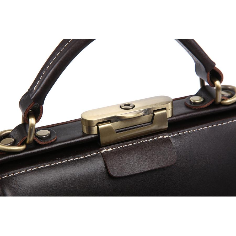 ハンドメイド軽い黒のカーフドクターバッグゴールドかなぐ