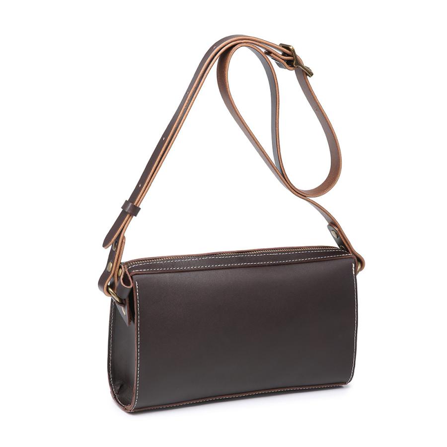 本革 ポシェット ショルダーバッグ ミニショルダー ダークブラン 茶色