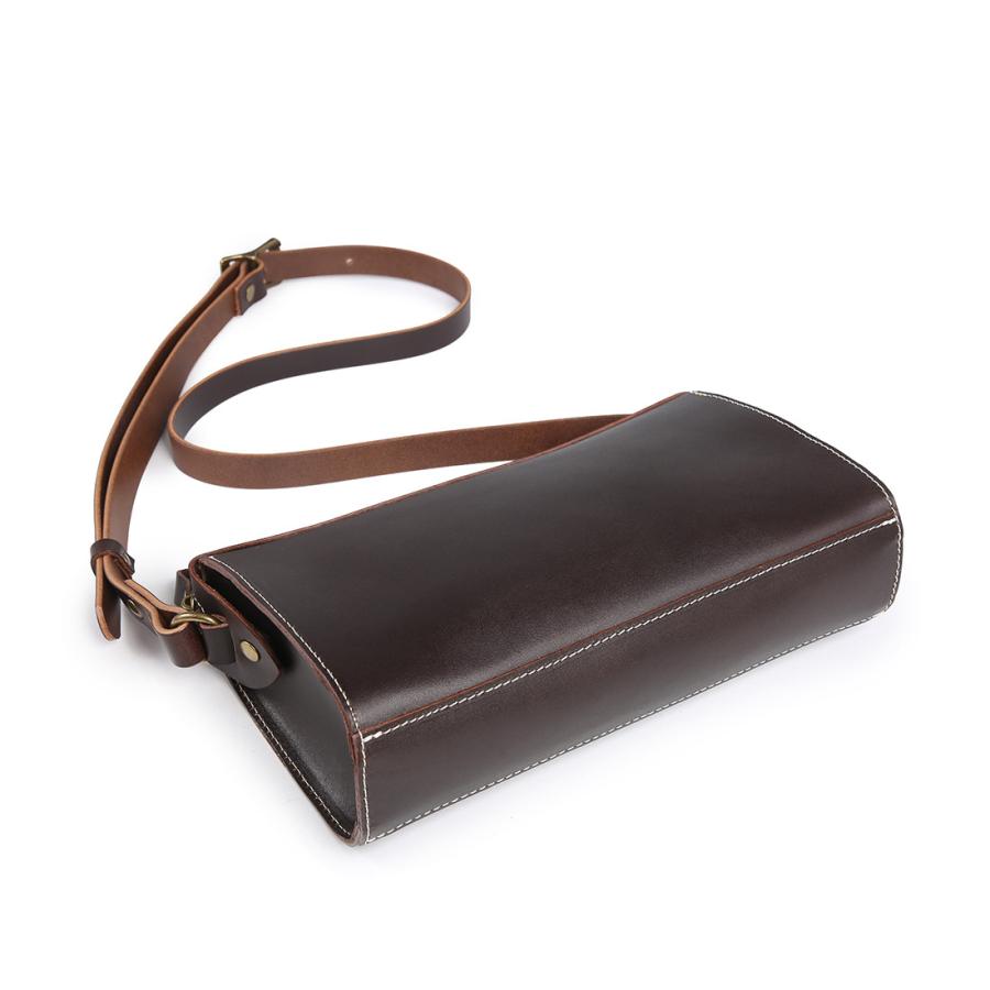 本革 ポシェット ショルダーバッグ ミニショルダー ダークブラン 茶色