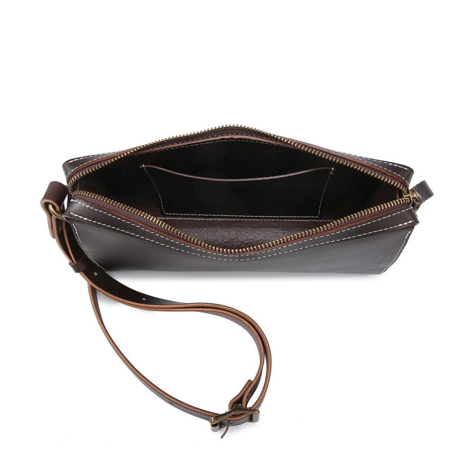 本革 ポシェット ショルダーバッグ ミニショルダー ダークブラン 茶色