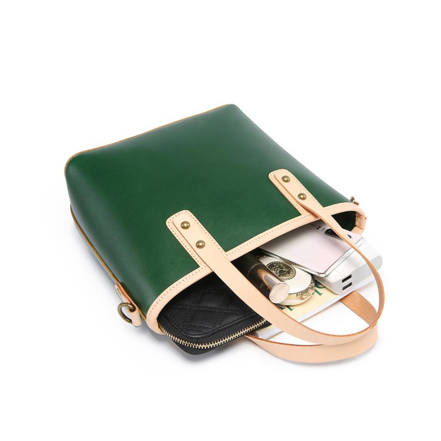 レザー トートバッグ ミニトート グリーン 本革 ヌメ革 ハンドバッグ 小さめ レディース メンズ イタリアンレザー 斜めがけ 通勤 通学 旅行 高品質 軽量 |  | 08