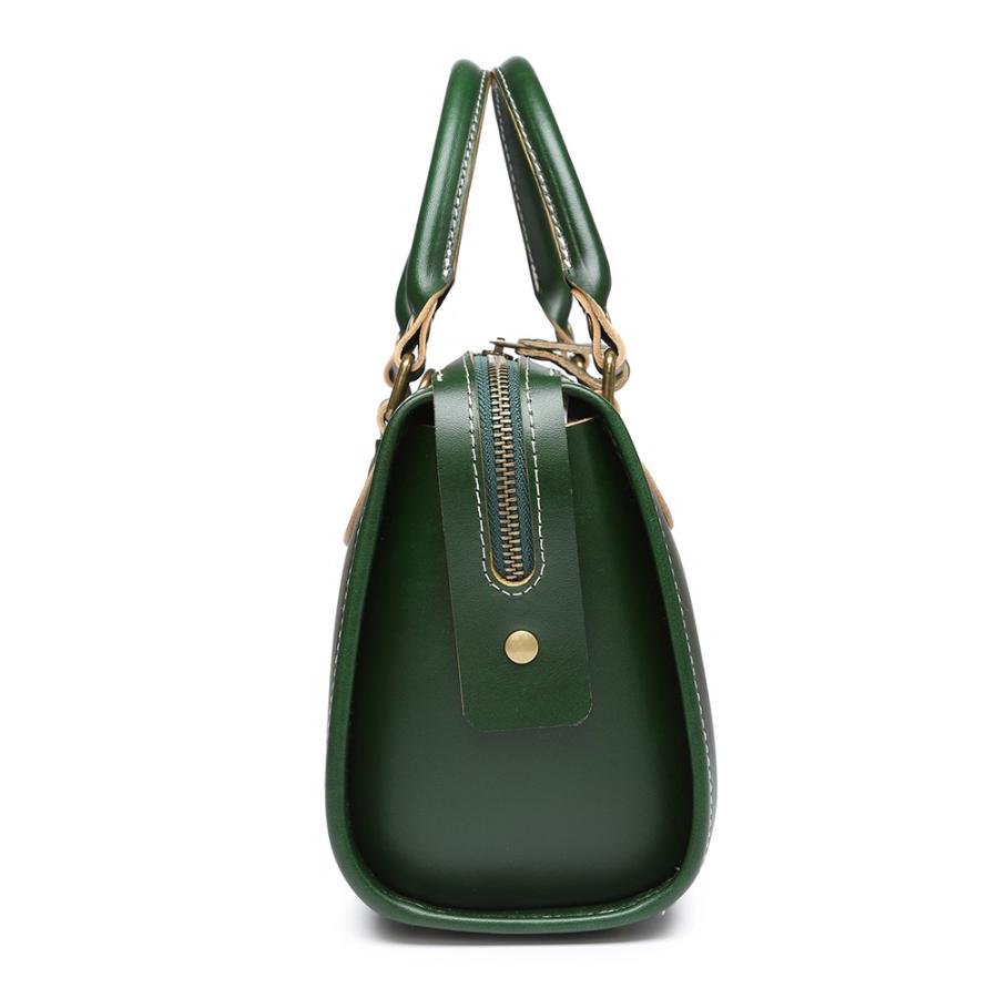 ミニボストン グリーン 緑 ボストンバッグ ハンドバッグ 2way レザー