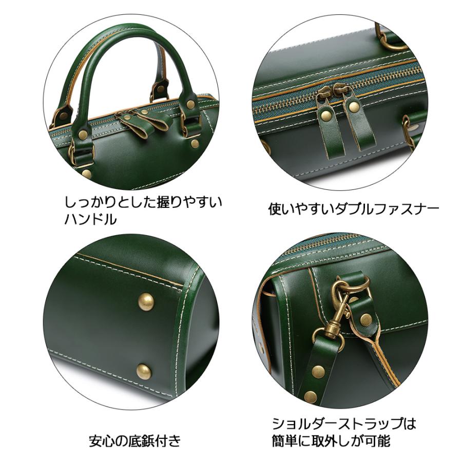 ミニボストン グリーン 緑 ボストンバッグ ハンドバッグ 2way レザー